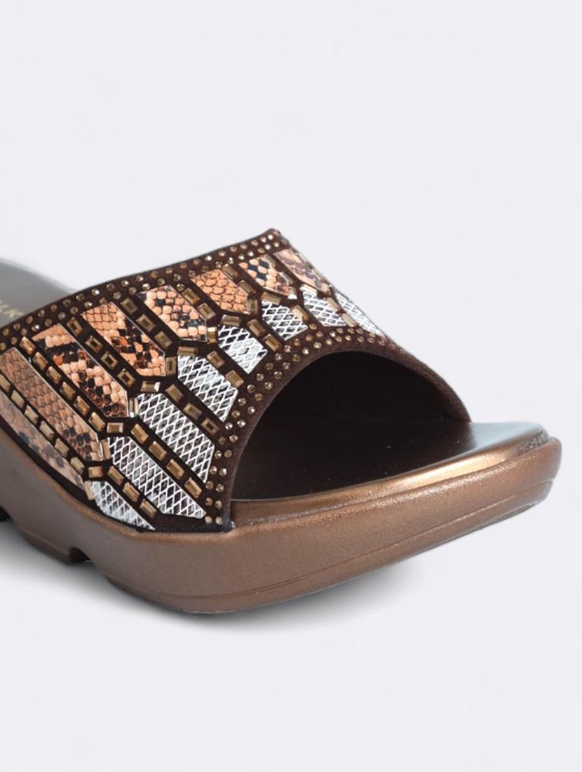 copper suede slip on sandals - 21500468 - Standard Image - 3