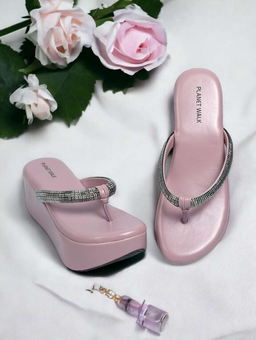 pink synthetic slip on sandals - 21500470 - Zoom Image - 0