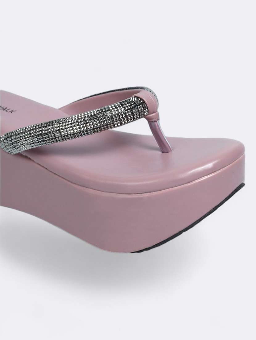 pink synthetic slip on sandals - 21500470 - Standard Image - 3