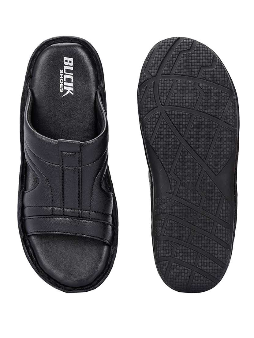 men black slip on sandal - 21500674 -  Standard Image - 5