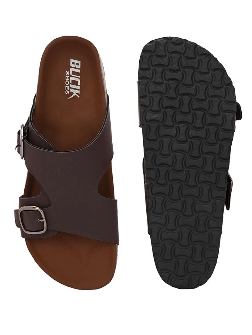 men brown slip on sandal - 21500679 -  Standard Image - 5