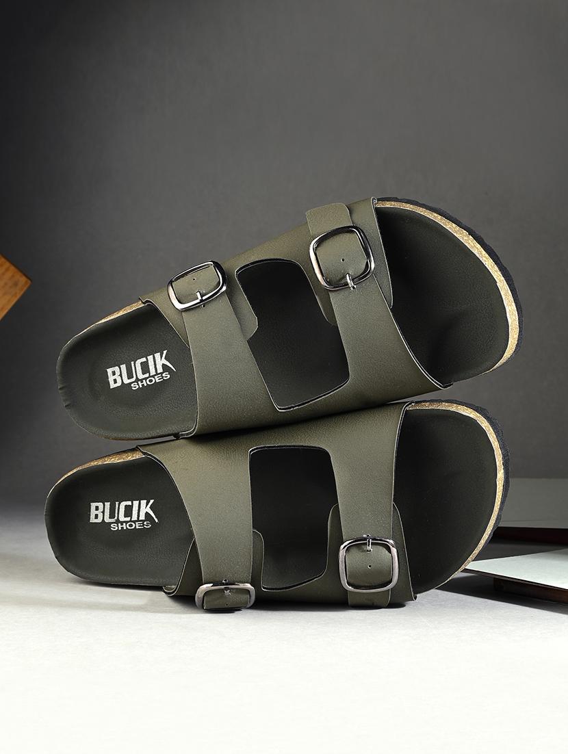 men olive slip on sandal - 21500681 -  Zoom Image - 0