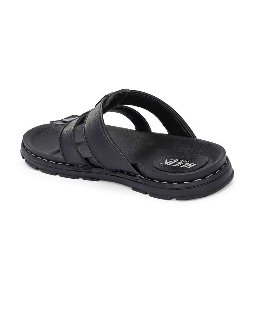 men black slip on sandal - 21500684 -  Standard Image - 3