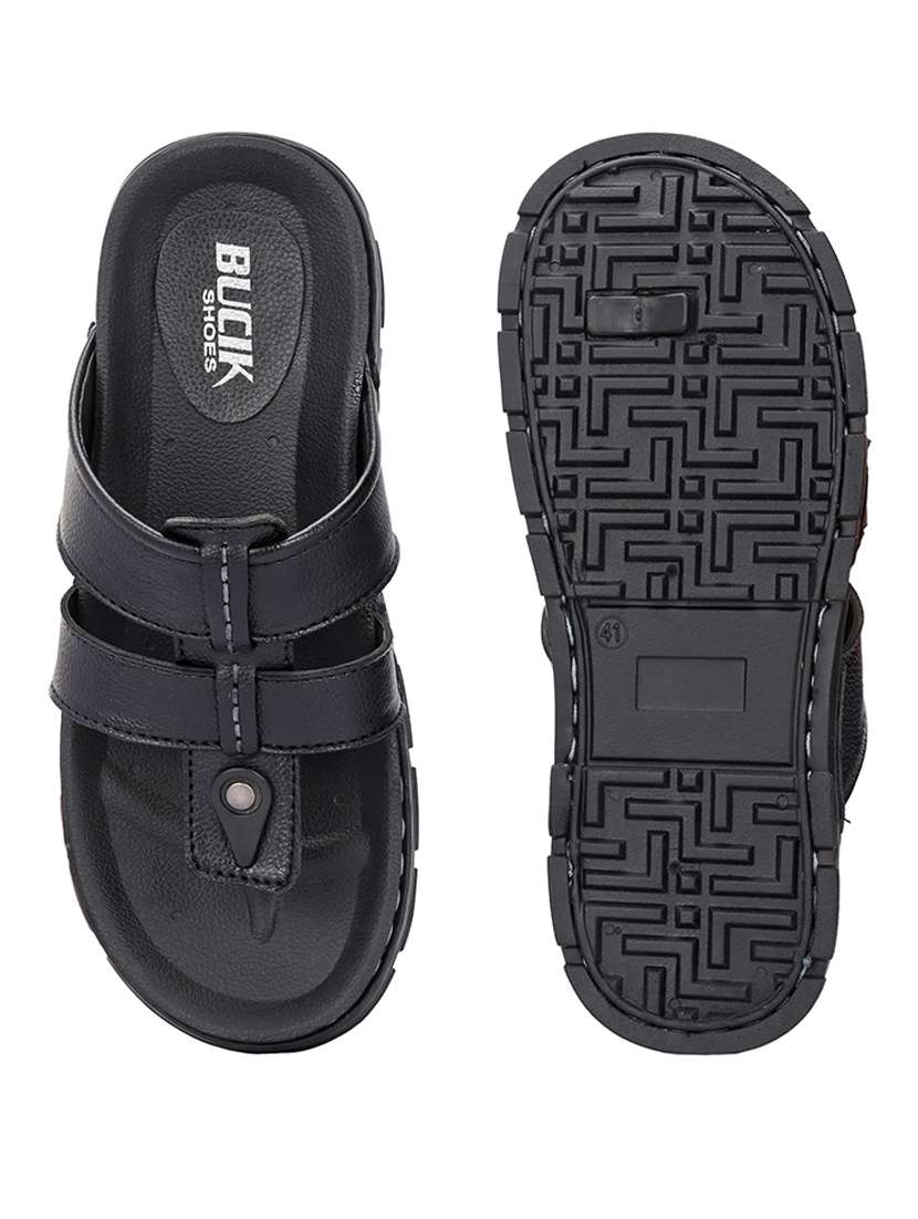 men black slip on sandal - 21500684 -  Standard Image - 5
