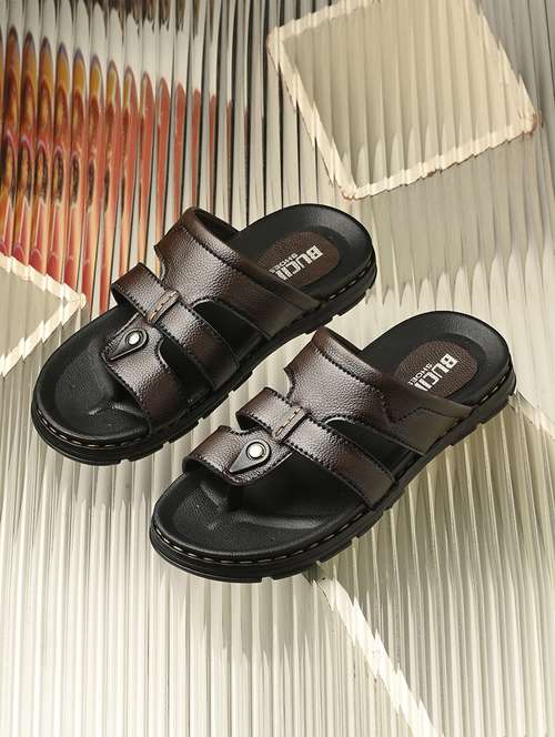 men brown slip on sandal - 21500685 -  Standard Image - 0