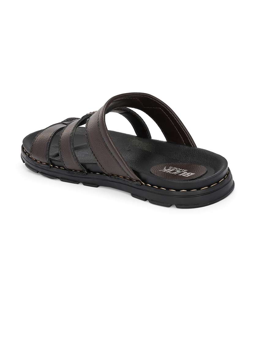 men brown slip on sandal - 21500685 -  Standard Image - 3