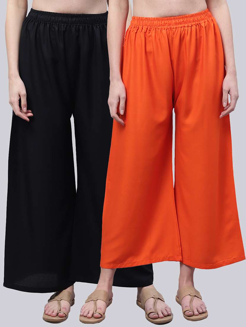 women multicolored solid set of 2 palazzos