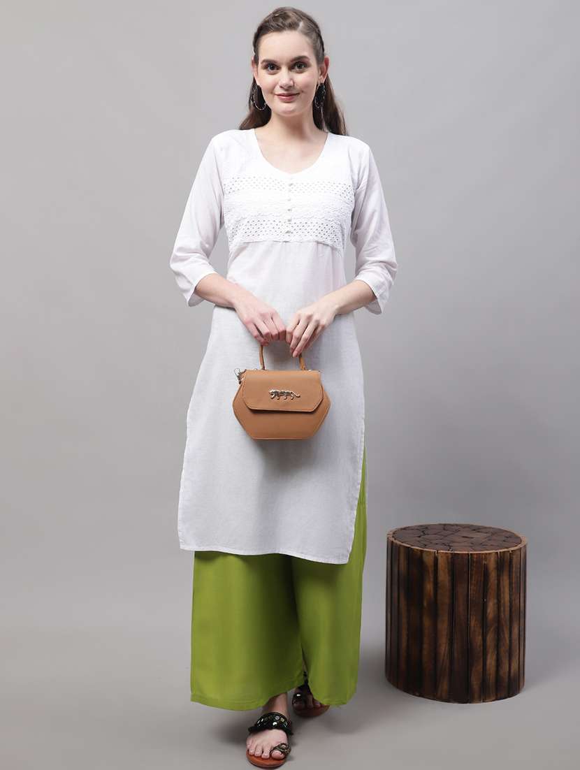 women multicolored solid set of 2 palazzos - 21500702 -  Standard Image - 3