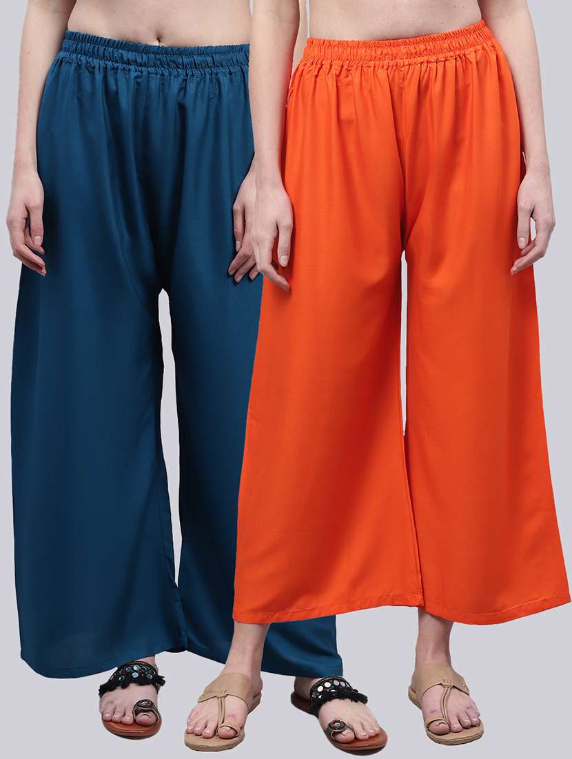 women multicolored solid set of 2 palazzos