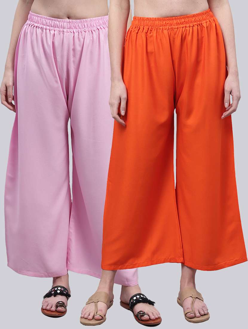 women multicolored solid set of 2 palazzos