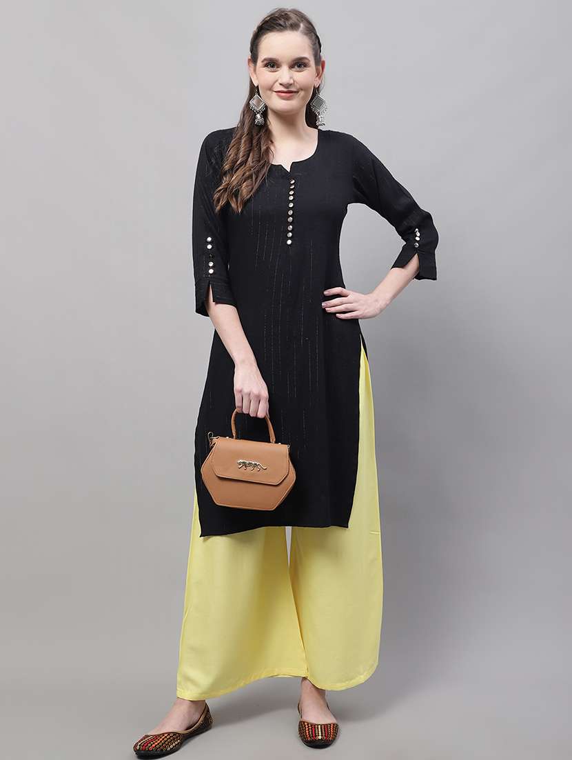 women multicolored solid set of 2 palazzos - 21500714 -  Standard Image - 3