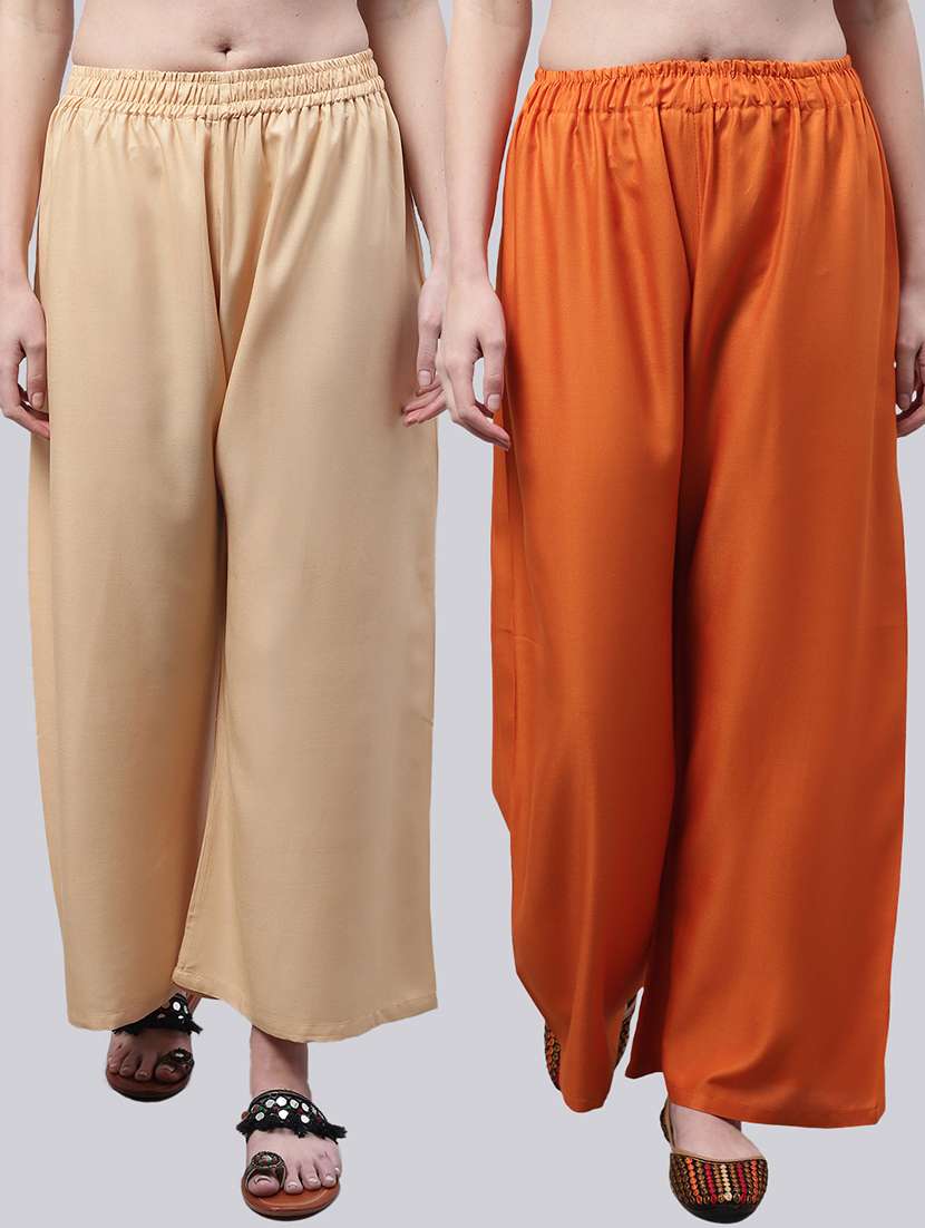 women multicolored solid set of 2 palazzos