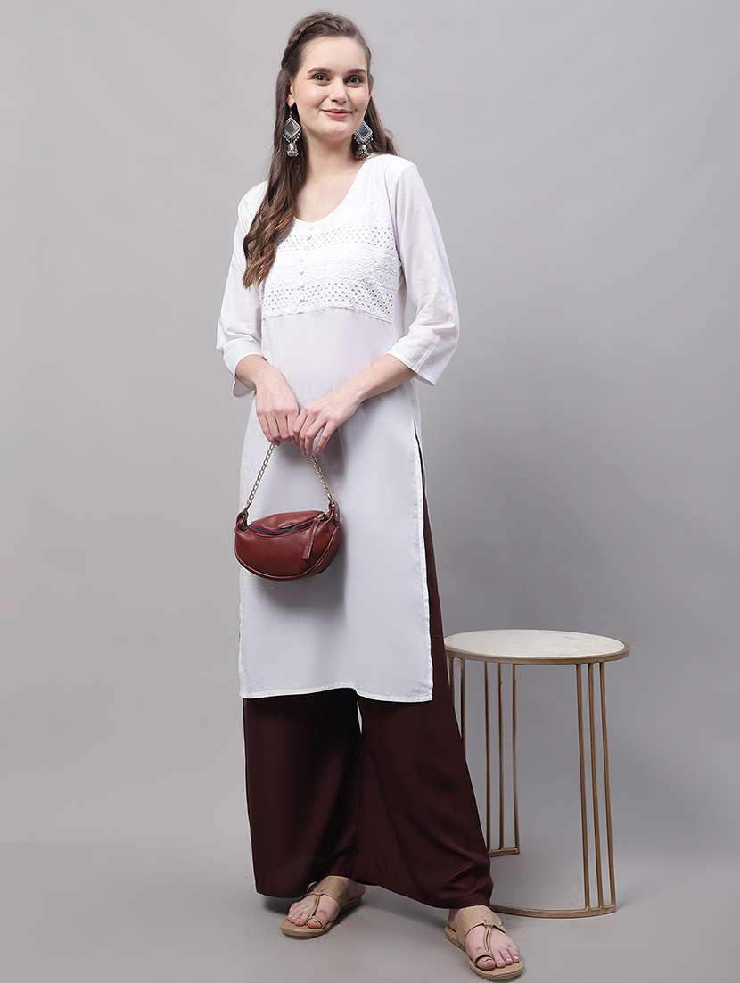 women multicolored solid set of 2 palazzos - 21500728 -  Standard Image - 3