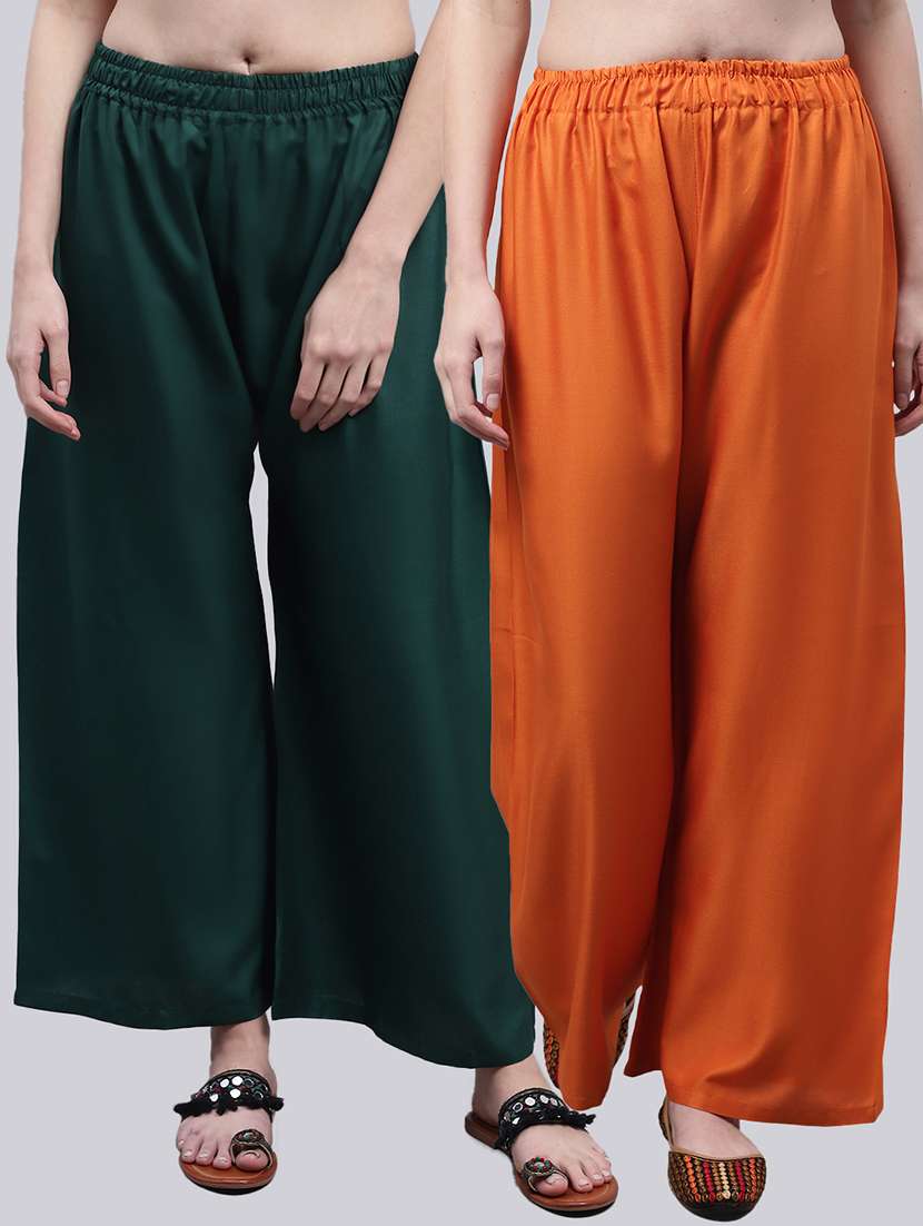 women multicolored solid set of 2 palazzos