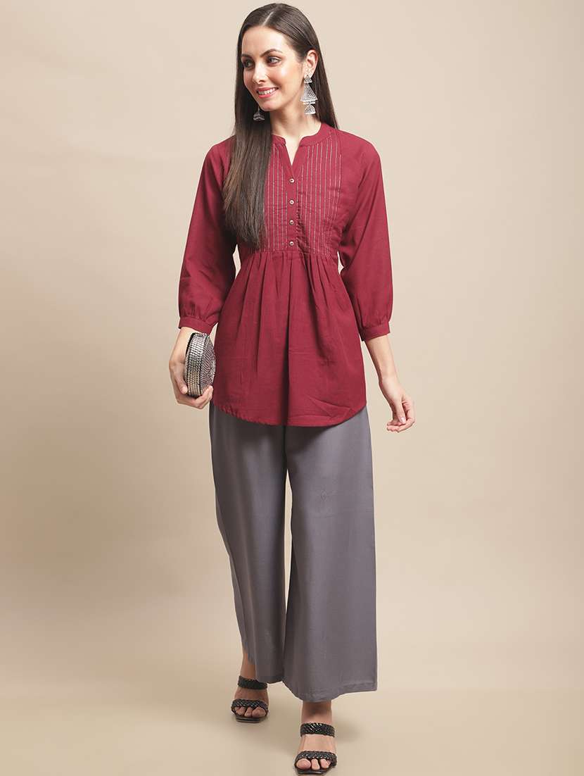 women multicolored solid set of 2 palazzos - 21500735 -  Standard Image - 3