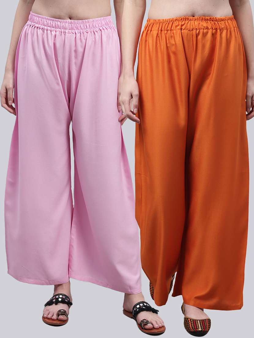 women multicolored solid set of 2 palazzos
