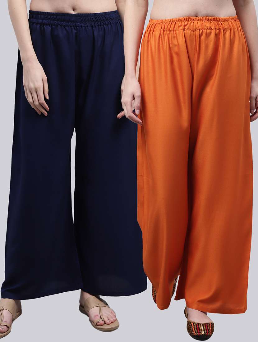 women multicolored solid set of 2 palazzos