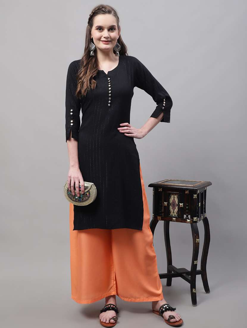 women multicolored solid set of 2 palazzos - 21500741 -  Standard Image - 3