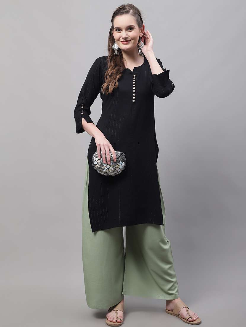 women multicolored solid set of 2 palazzos - 21500745 -  Standard Image - 3