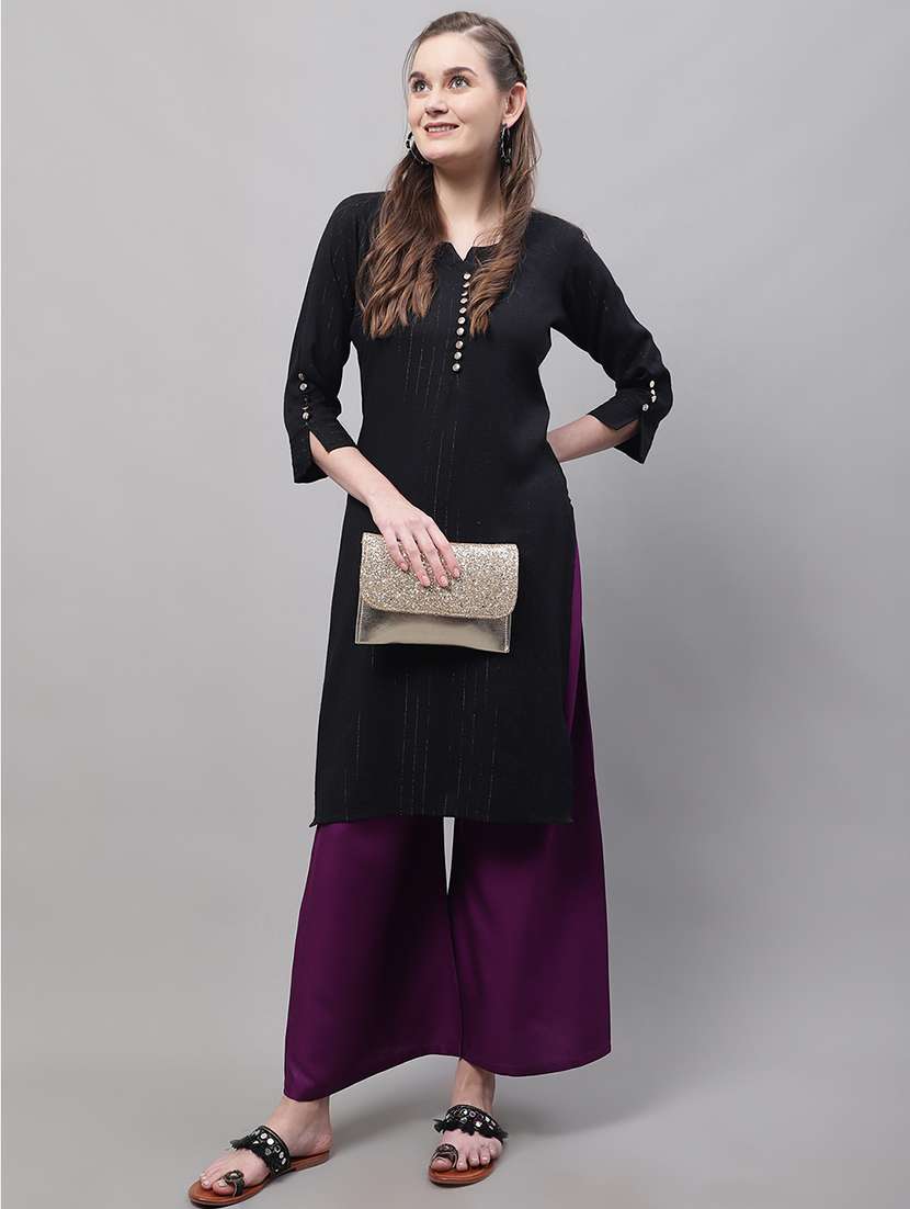 women multicolored solid set of 2 palazzos - 21500747 -  Standard Image - 3