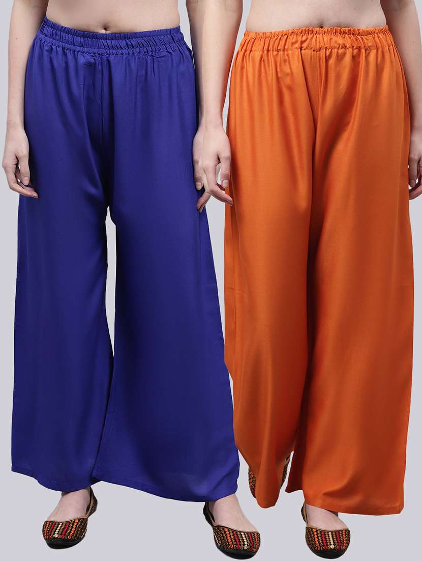 women multicolored solid set of 2 palazzos
