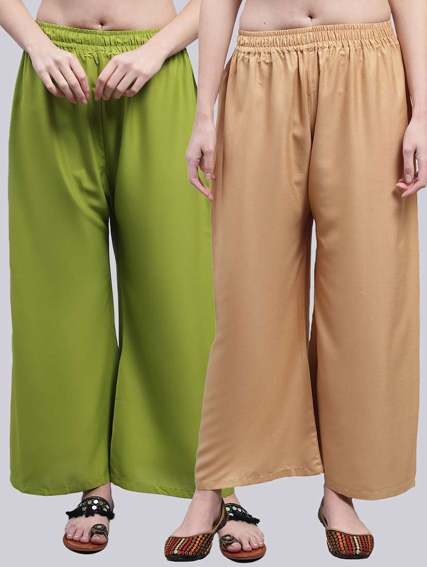 women multicolored solid set of 2 palazzos