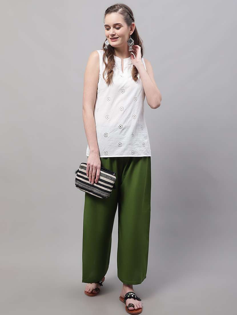 women multicolored solid set of 2 palazzos - 21500762 -  Standard Image - 3