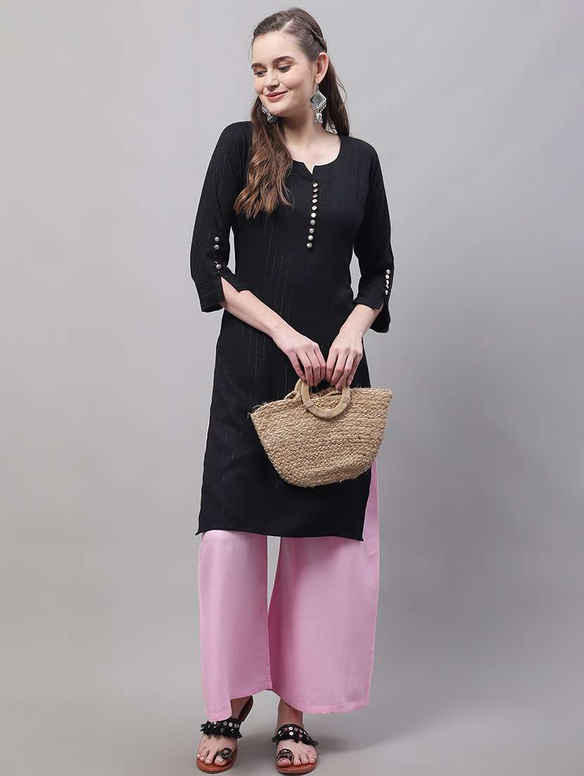 women multicolored solid set of 2 palazzos - 21500763 -  Standard Image - 3