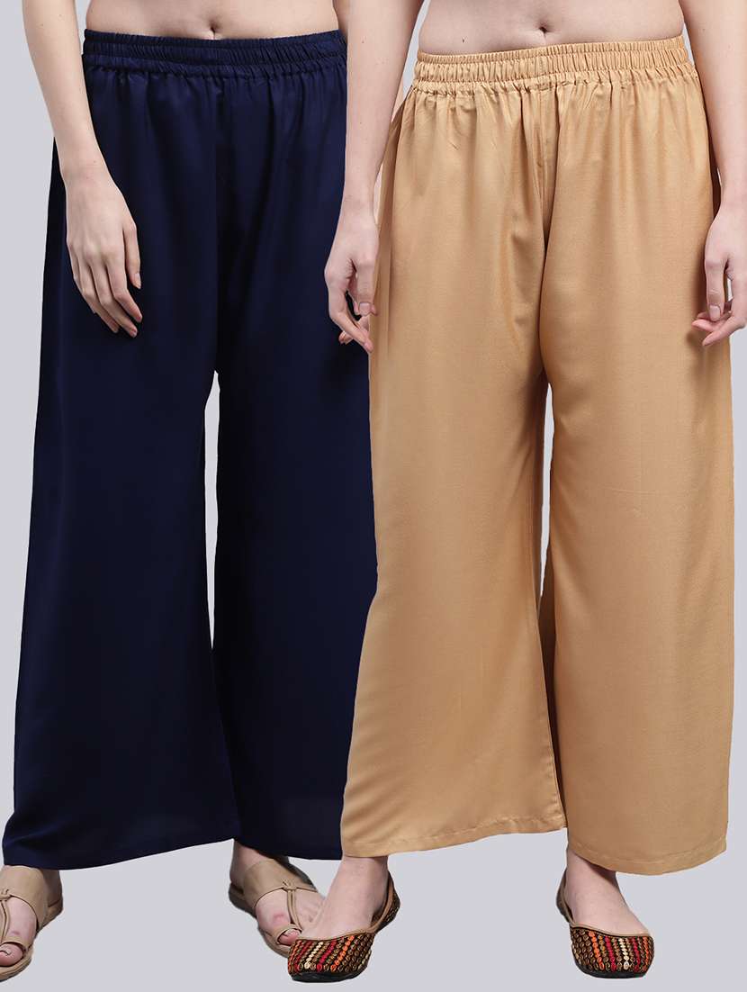 women multicolored solid set of 2 palazzos