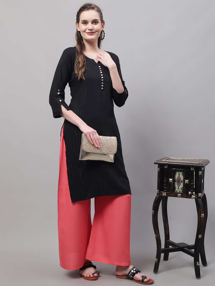 women multicolored solid set of 2 palazzos - 21500769 -  Standard Image - 3