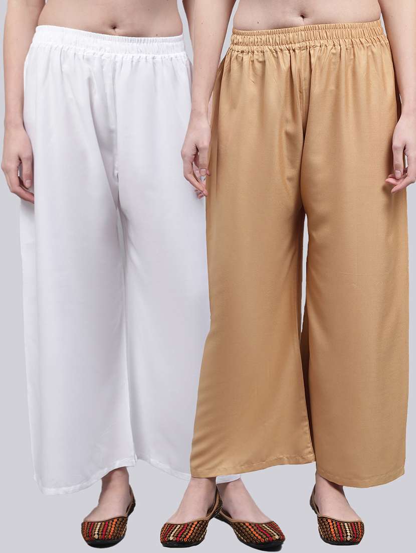 women multicolored solid set of 2 palazzos