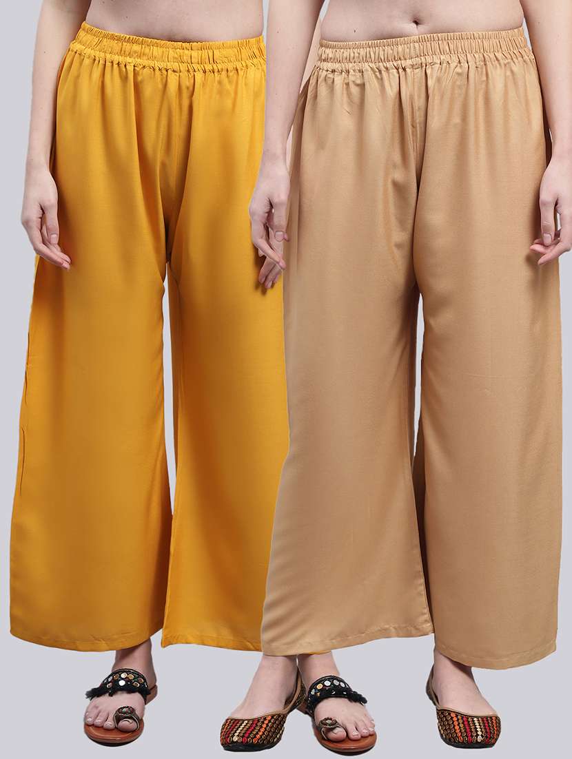 women multicolored solid set of 2 palazzos
