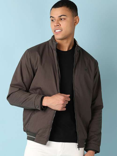 men olive solid bomber jacket - 21500875 -  Standard Image - 0