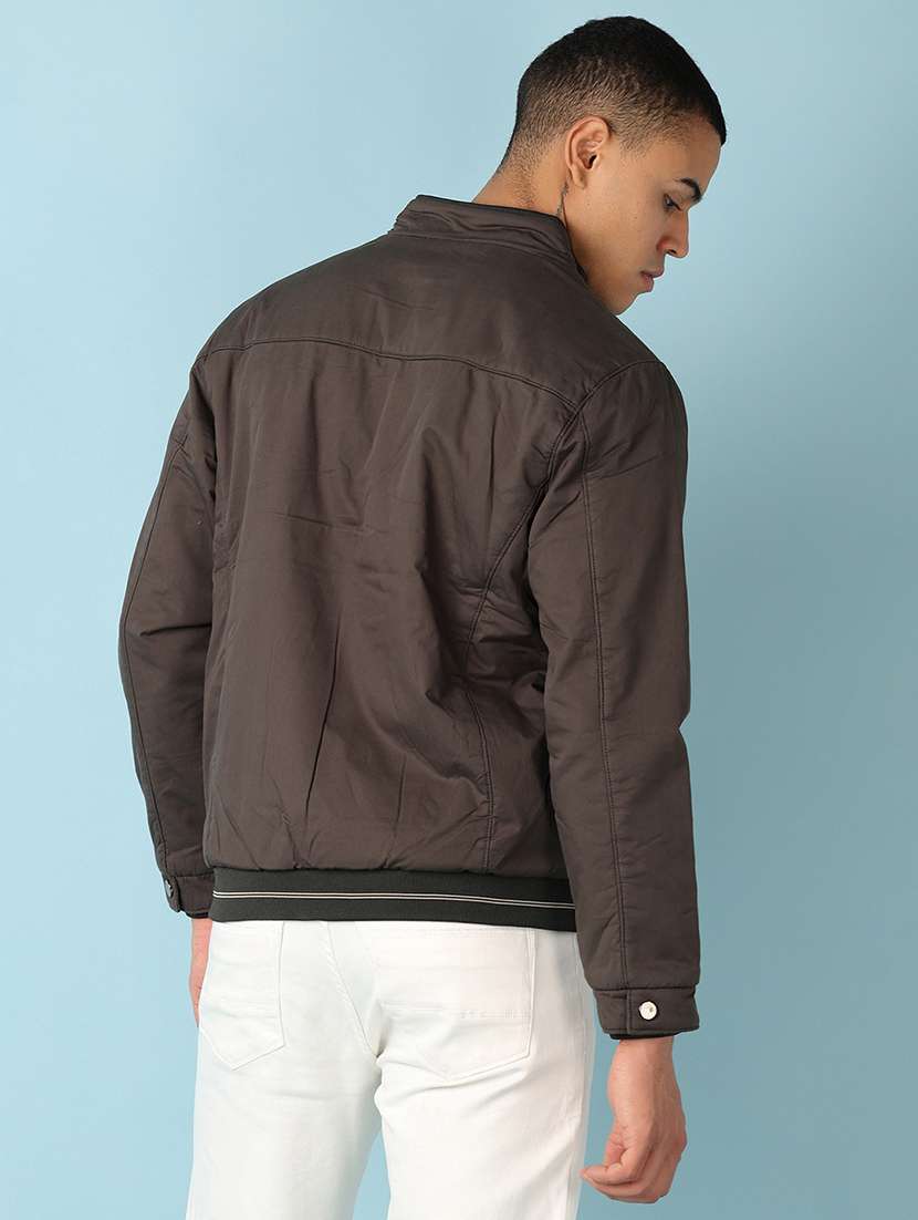 men olive solid bomber jacket - 21500875 -  Standard Image - 3