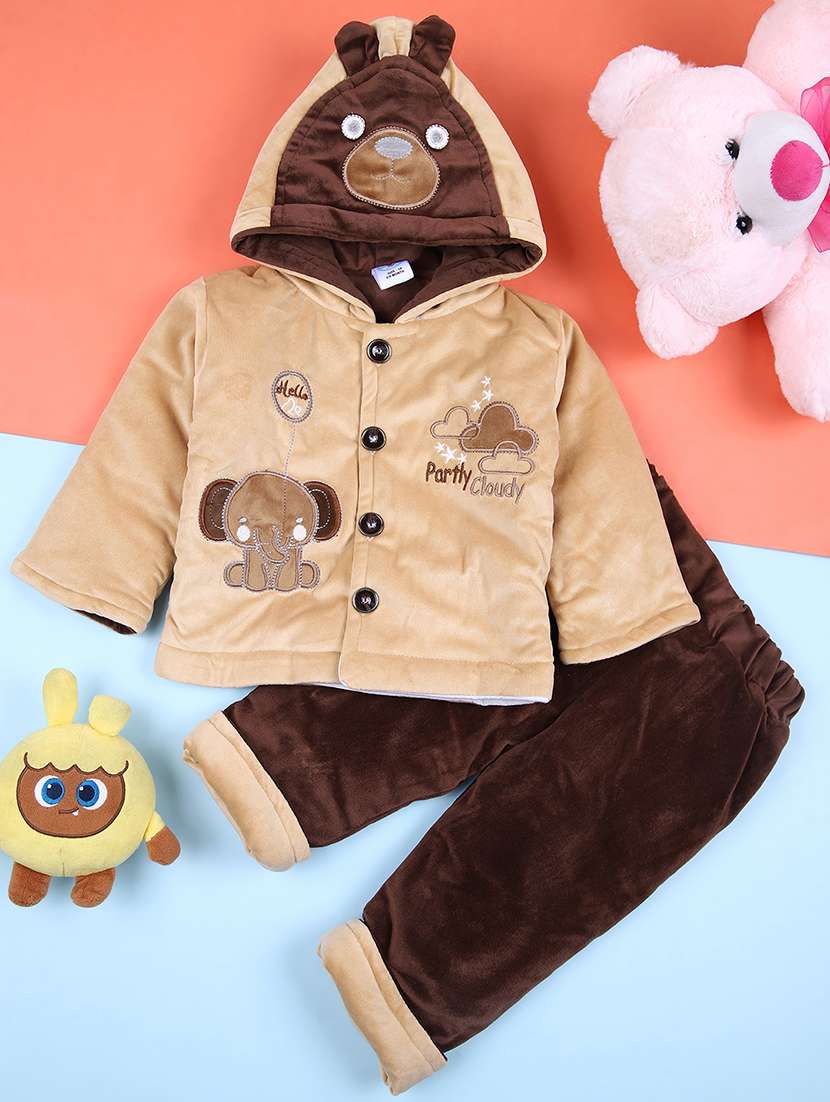 boys printed winterwear full length set