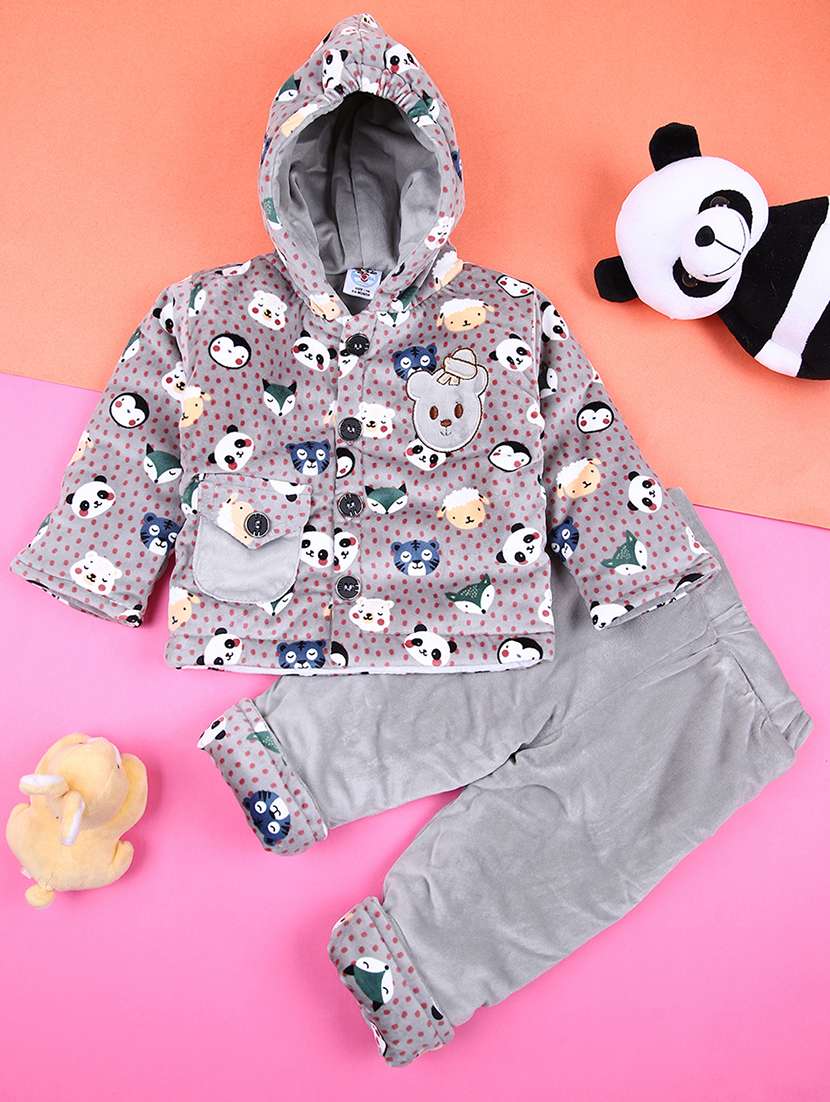 boys printed winterwear full length set