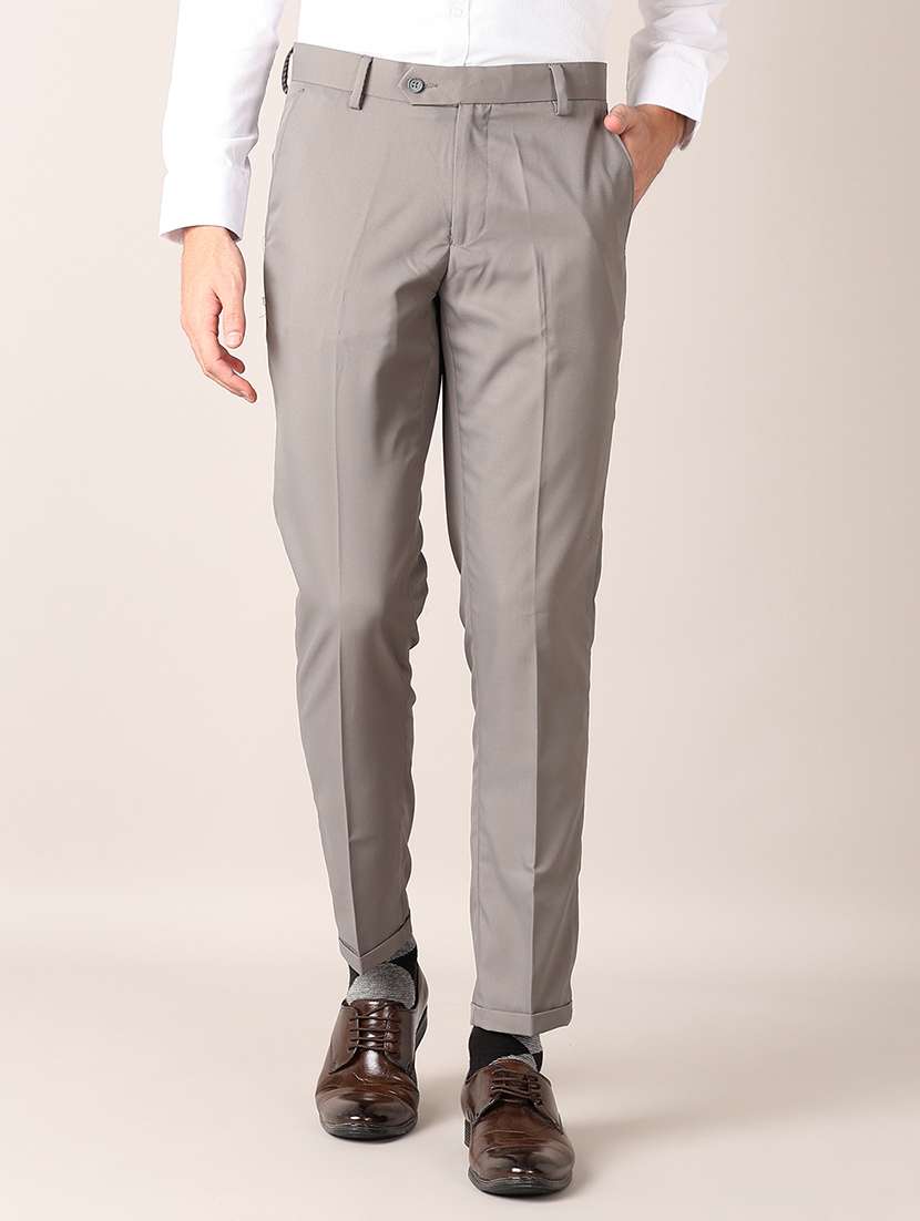 men solid flat front formal trouser