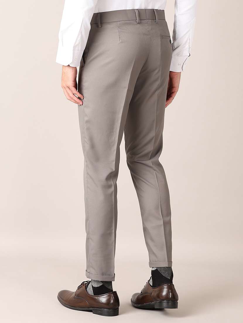 men solid flat front formal trouser - 21500965 -  Standard Image - 3