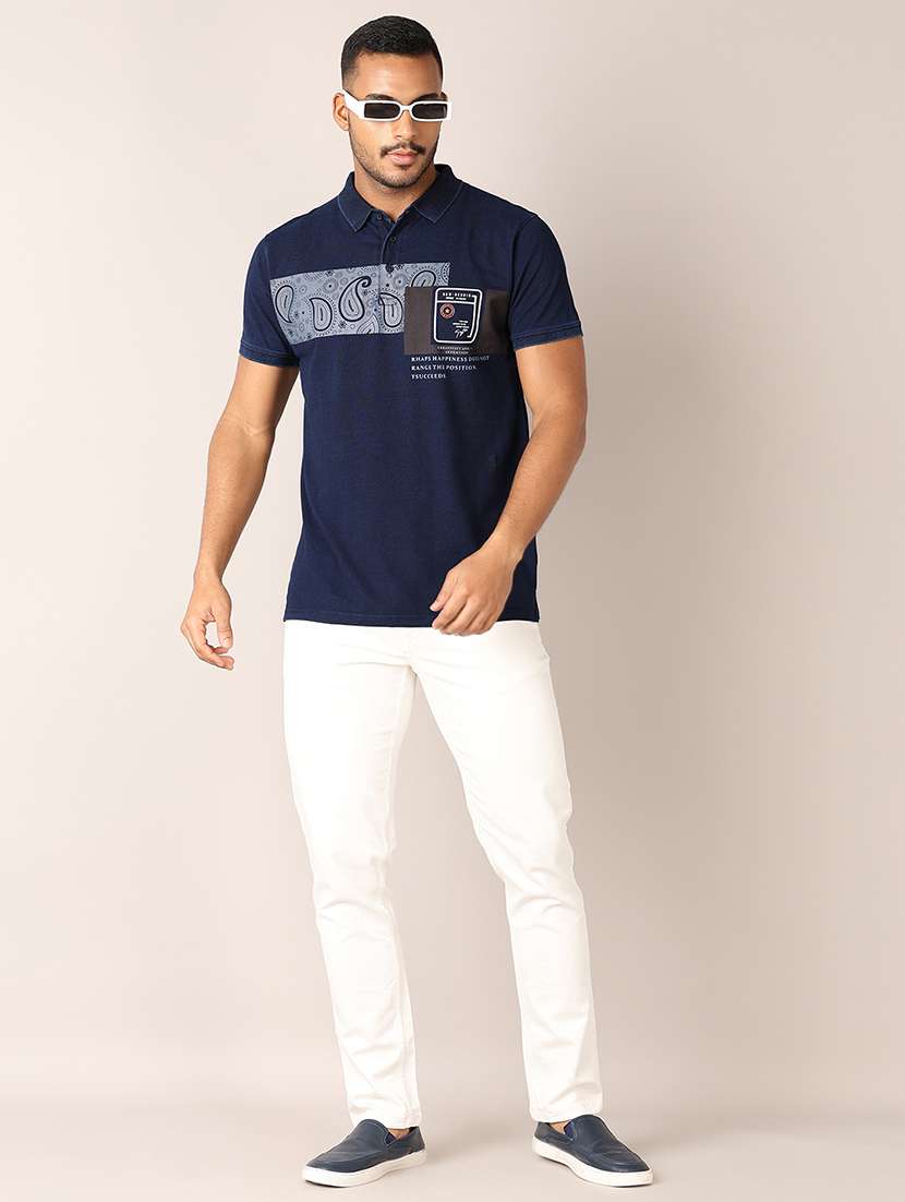 men polo neck chest print t-shirt - 21501003 -  Standard Image - 3