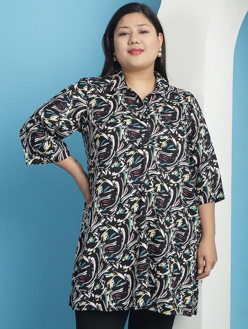 black printed regular top - 21501070 - Standard Image - 0