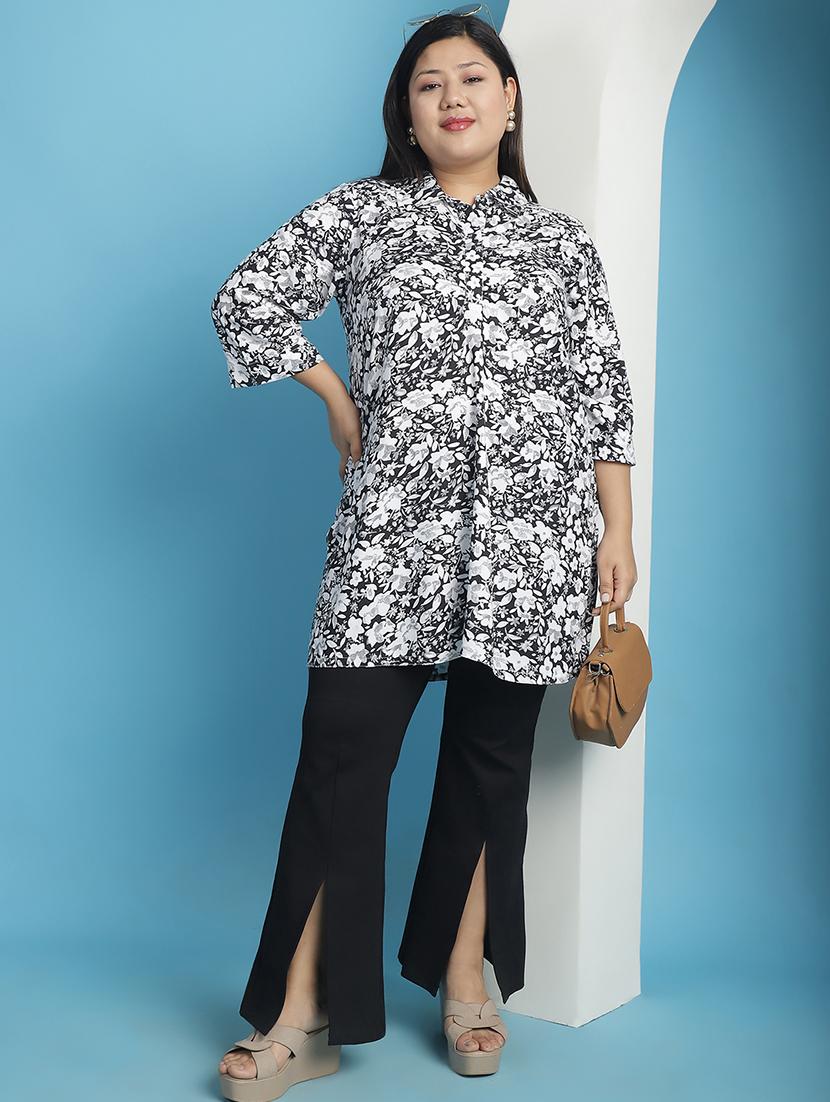 black floral printed regular top - 21501074 - Standard Image - 3