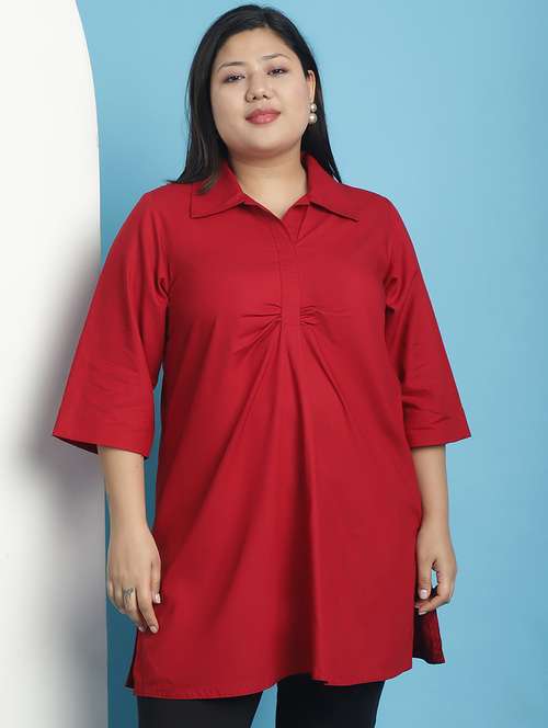 maroon solid regular top - 21501076 -  Standard Image - 0