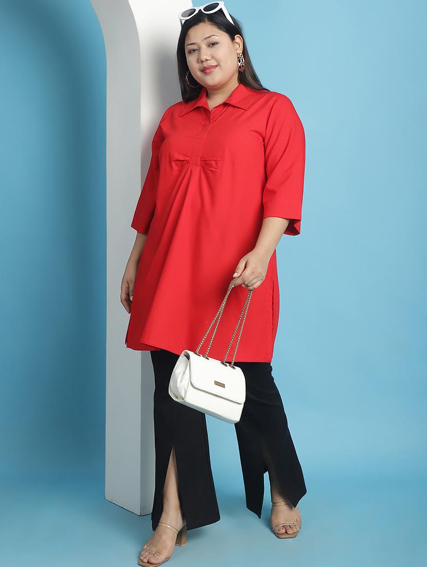 red solid regular top - 21501084 - Standard Image - 3