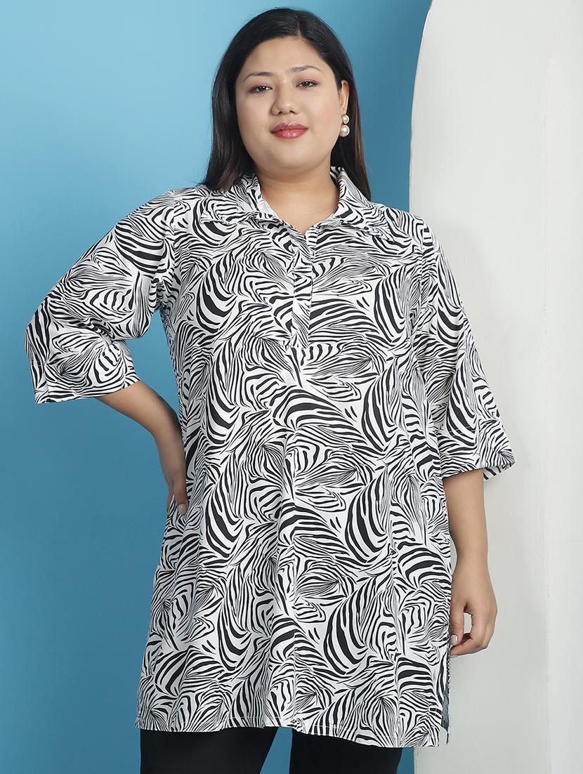 white animal printed regular top - 21501089 - Zoom Image - 0