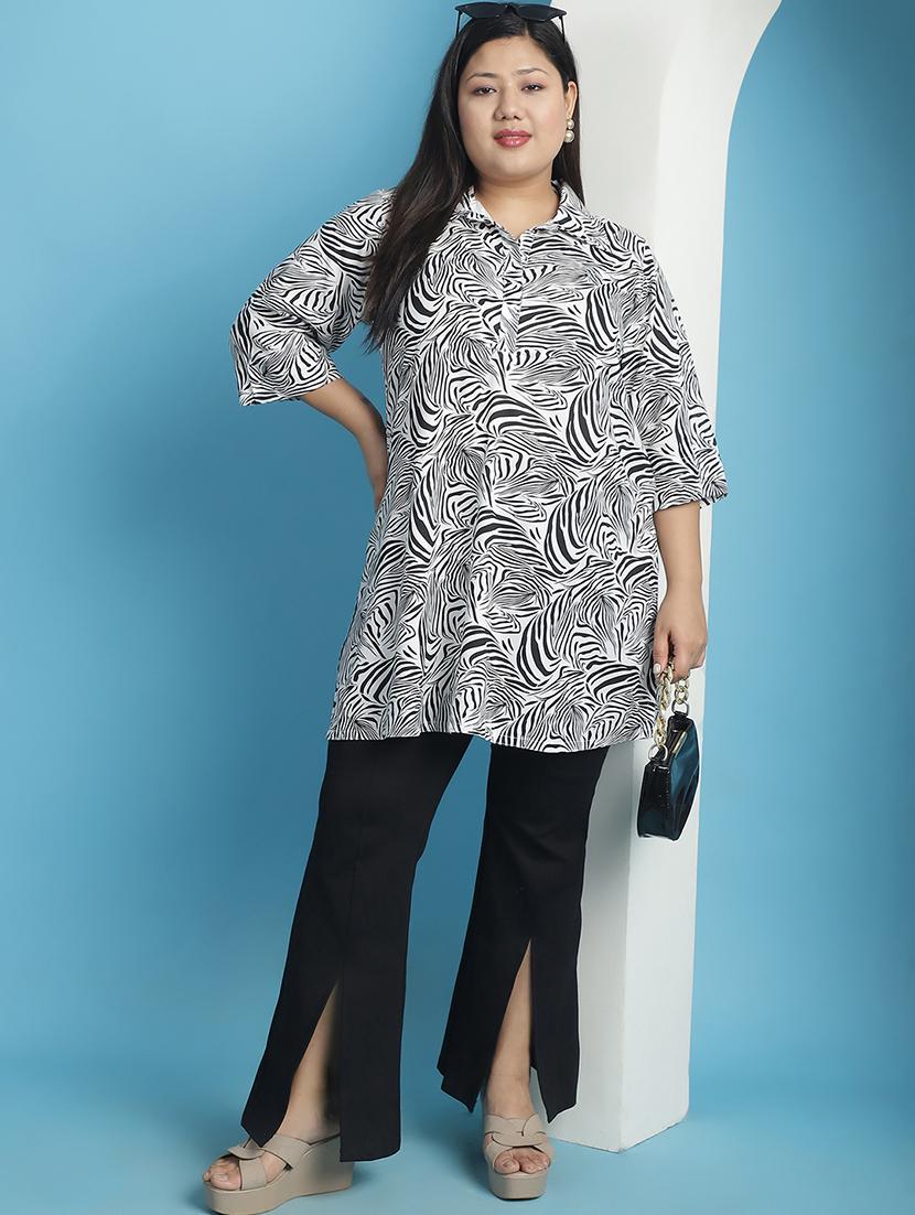 white animal printed regular top - 21501089 - Standard Image - 3