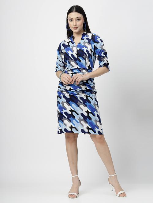 royal blue poly crepe bodycon dress - 21501111 -  Standard Image - 0