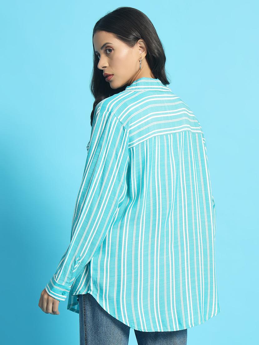 women long sleeved striped oversized shirt - 21501165 - Standard Image - 3
