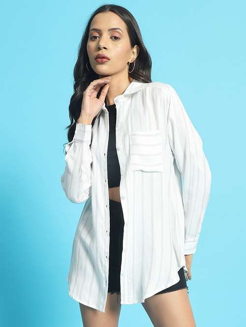 women long sleeved striped oversized shirt - 21501169 -  Standard Image - 0