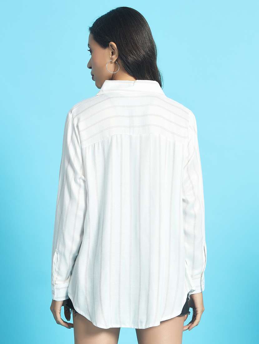 women long sleeved striped oversized shirt - 21501169 - Standard Image - 3