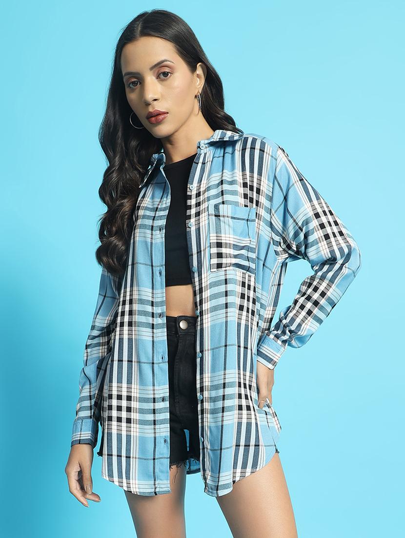 women long sleeved checkered oversized shirt - 21501170 - Zoom Image - 0
